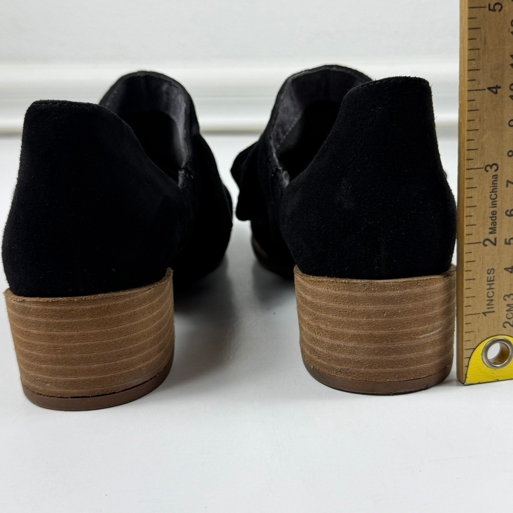 Seychelles Ruffle Booties Women 7 Black Suede Leather D'Orsay Tiered Pointed Toe - Picture 4 of 9